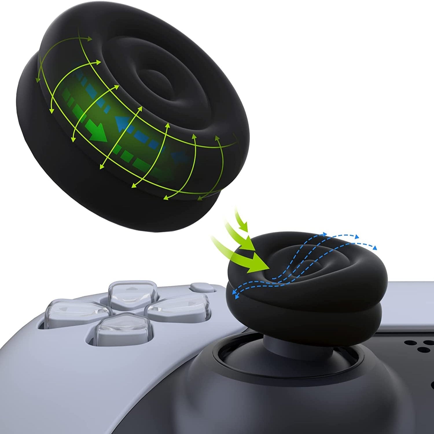 Thumbs Cushion Caps Thumb Grips for Ps5, for Ps4, Thumbstick Grip Cover for Xbox Series X/S, Thumb Grip Caps for Xbox One, Elite Series 2, for Switch Pro Controller - Black